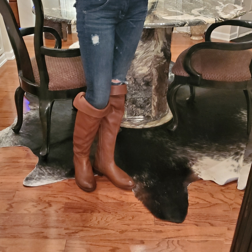 Frye Shirley Over the Knee Brown Leather Boots - Picture 3 of 8